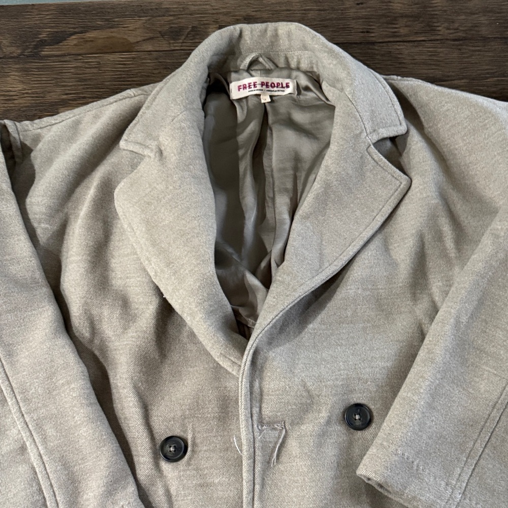 Free People Light Gray Double-Breasted Pea Coat - Picture 2 of 5